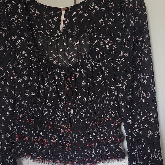 Free people Floral Lolita Top Black Women's  size XS - Picture 3 of 12